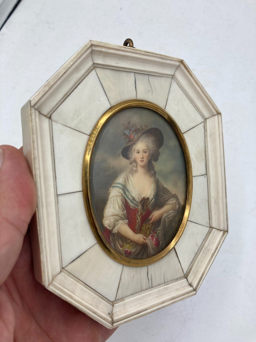 Miniature Portrait Of Madame Elysabeth King's Louis XVI Sister After Madame Vigier Lebrun-photo-2