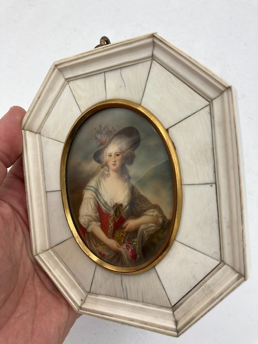 Miniature Portrait Of Madame Elysabeth King's Louis XVI Sister After Madame Vigier Lebrun-photo-3