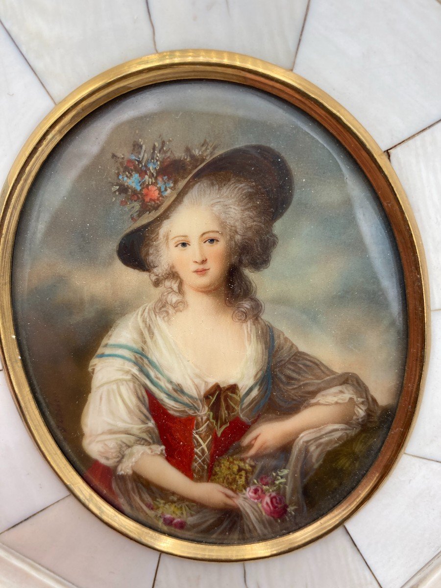Miniature Portrait Of Madame Elysabeth King's Louis XVI Sister After Madame Vigier Lebrun