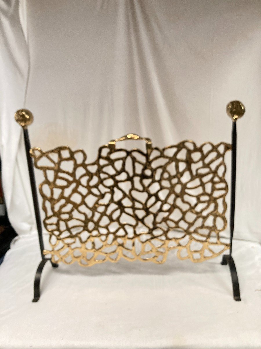 Brutalist Bronze Fireplace Screen By David Marshall