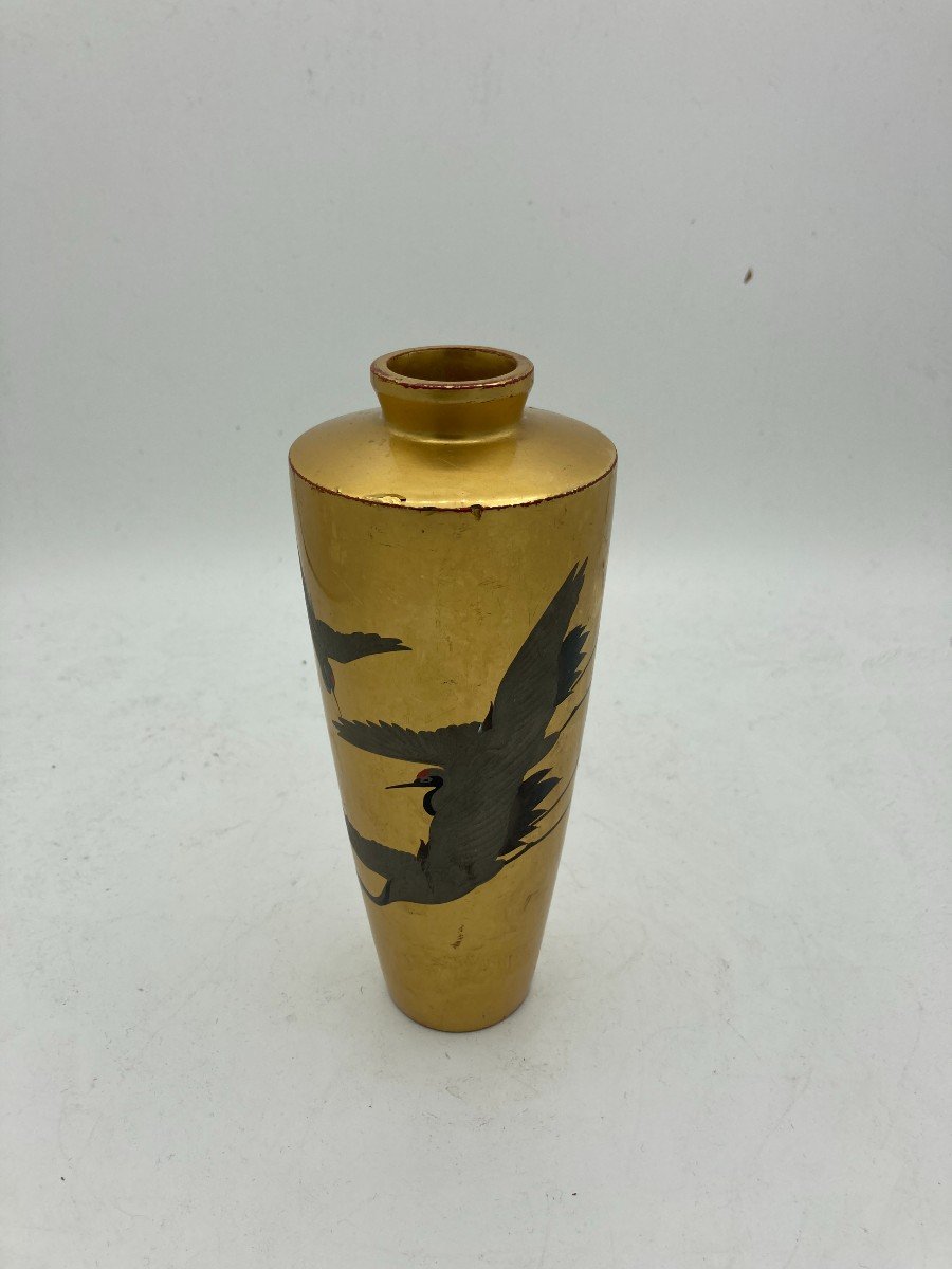 Vase En Bois Laqué Japon XIX ème 