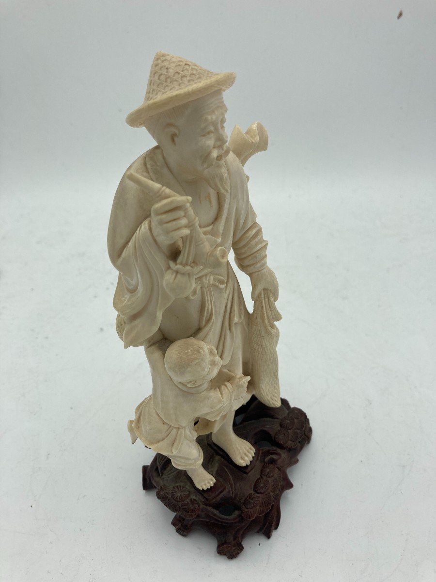 Ivory Sculpture Representing A Man And A Child -photo-2