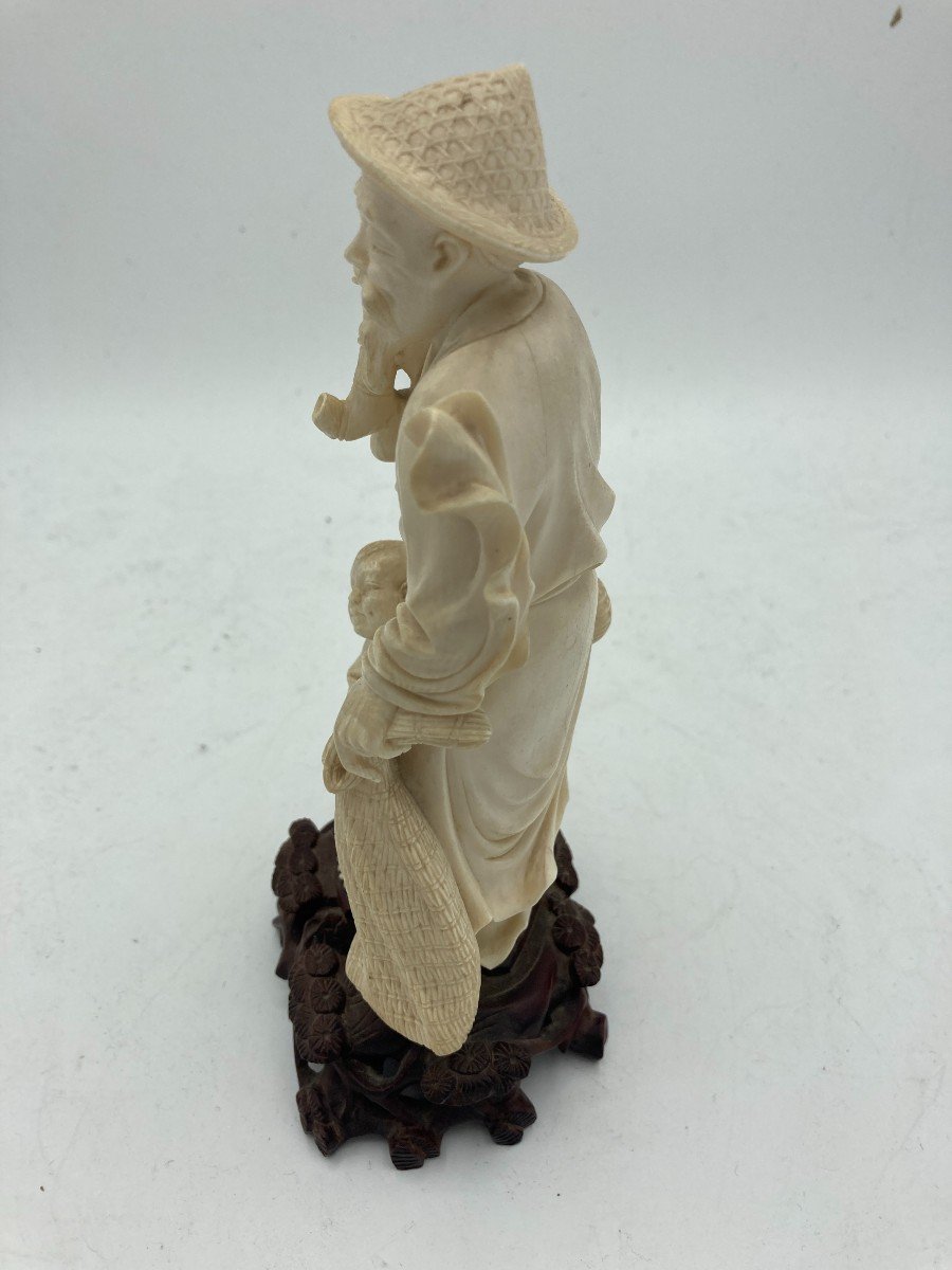 Ivory Sculpture Representing A Man And A Child -photo-3