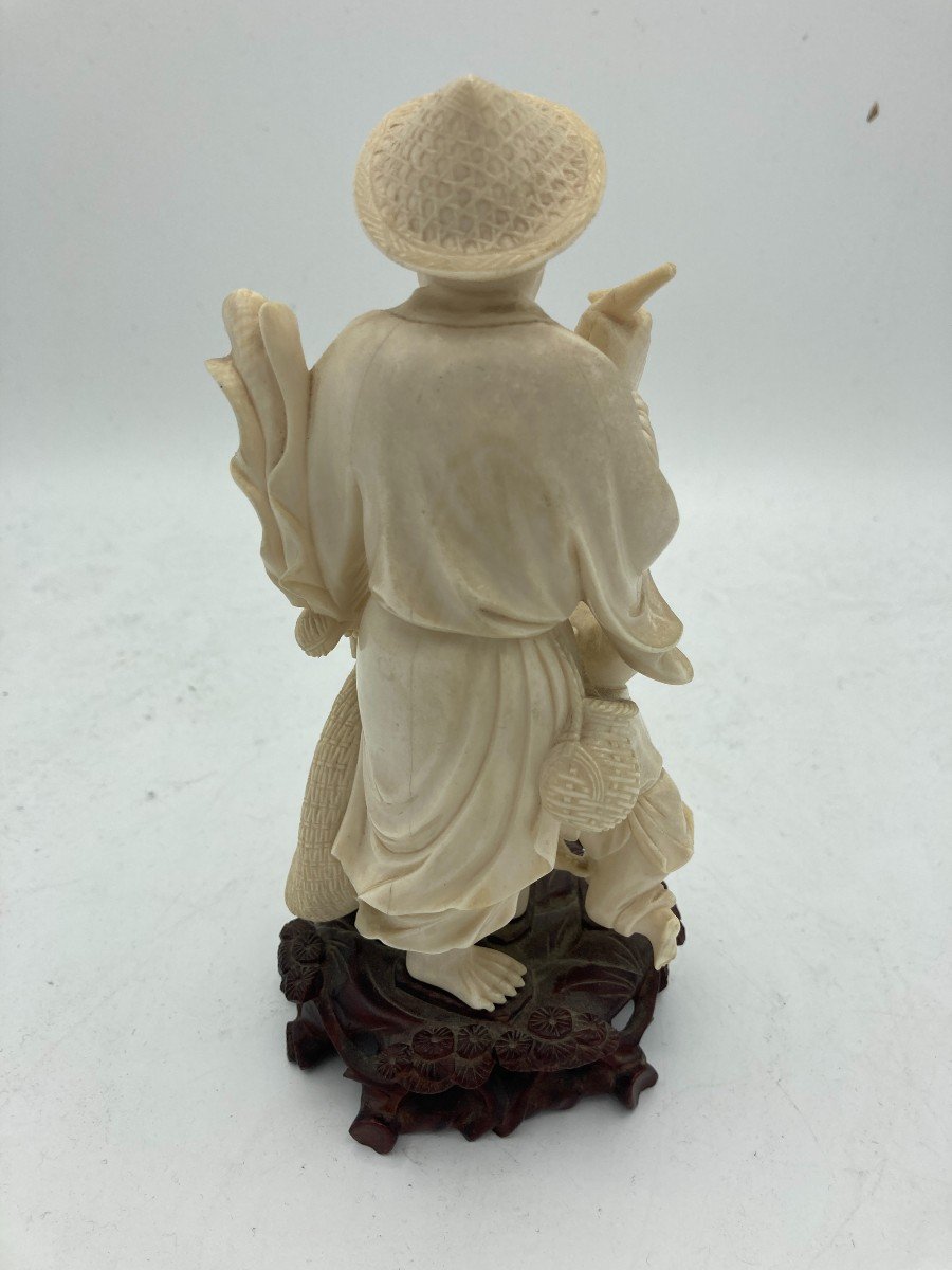 Ivory Sculpture Representing A Man And A Child -photo-4