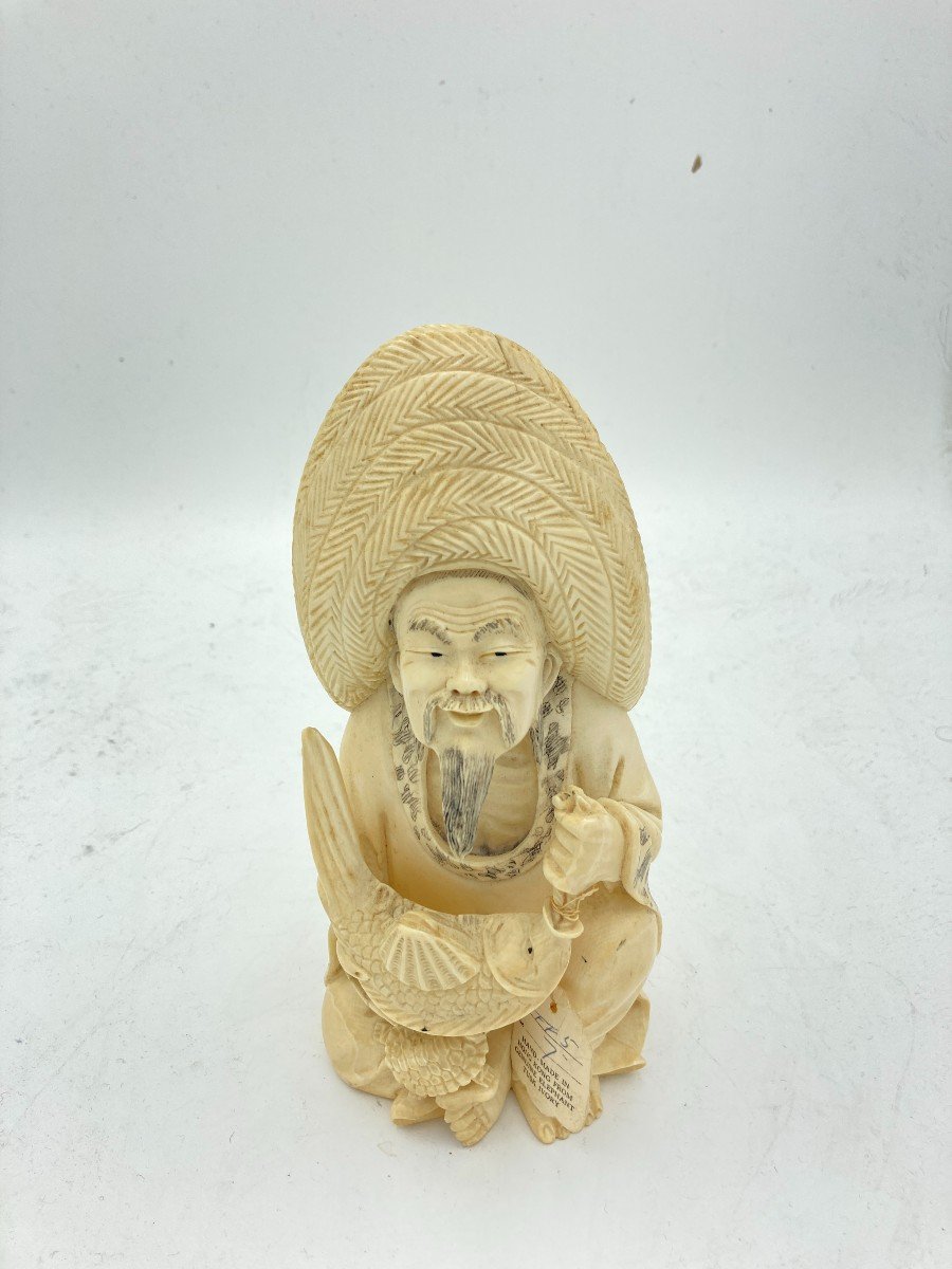 Ivory Sculpture Representing A Chinese Fisherman