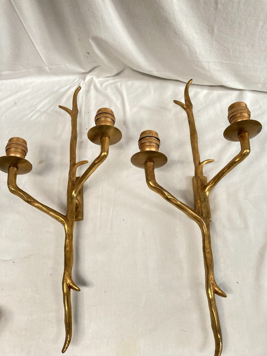 Pair Of Bronze Wall Lights In The Style Of Felix Agostini