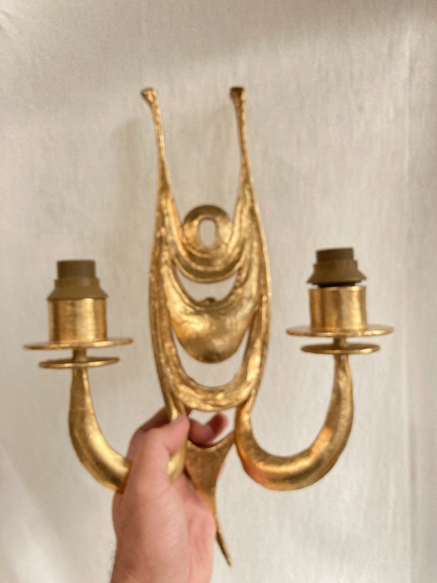 Pair Of Gilt Bronze Wall Lights-photo-4