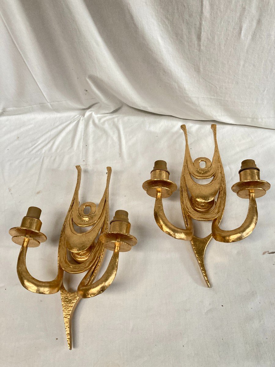 Pair Of Gilt Bronze Wall Lights