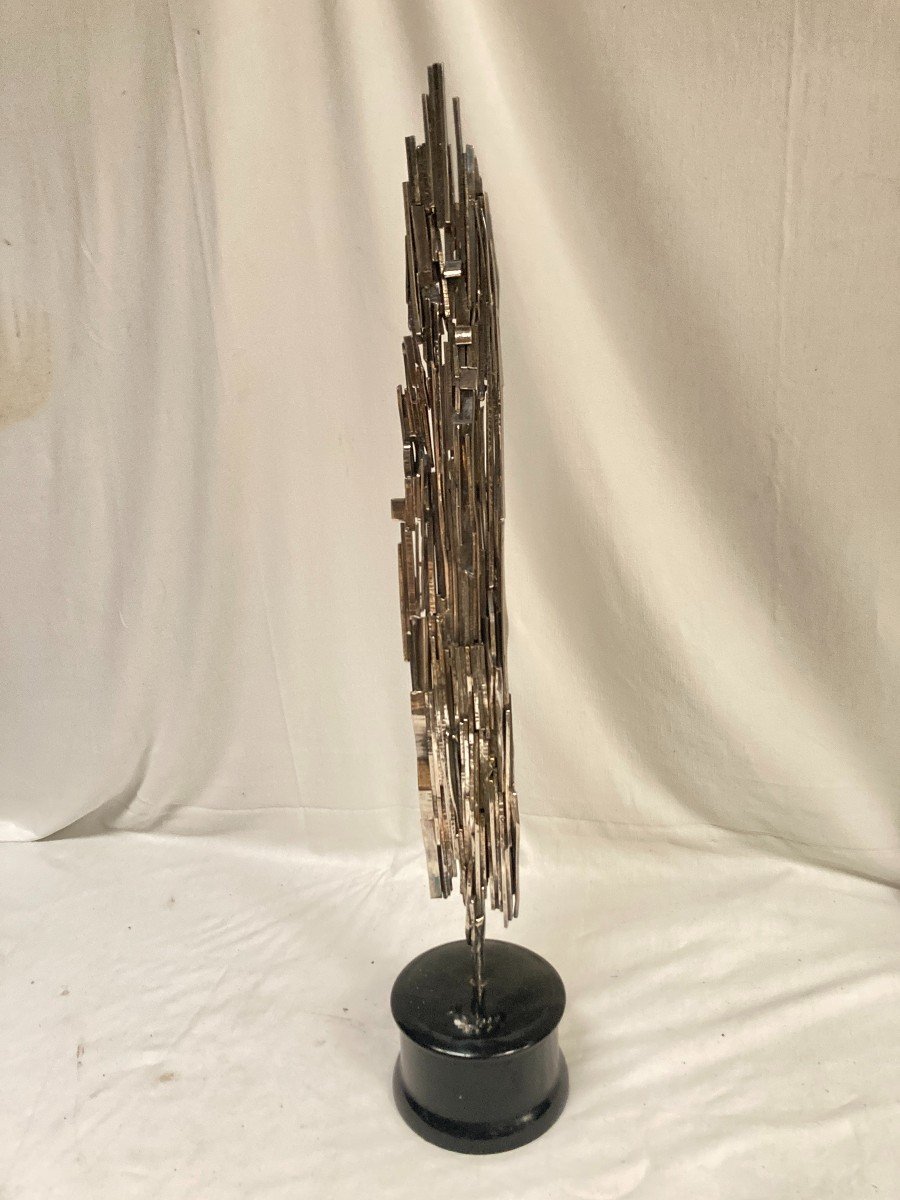 "brutalist" Sculpture In Silvered Bronze Circa 1970