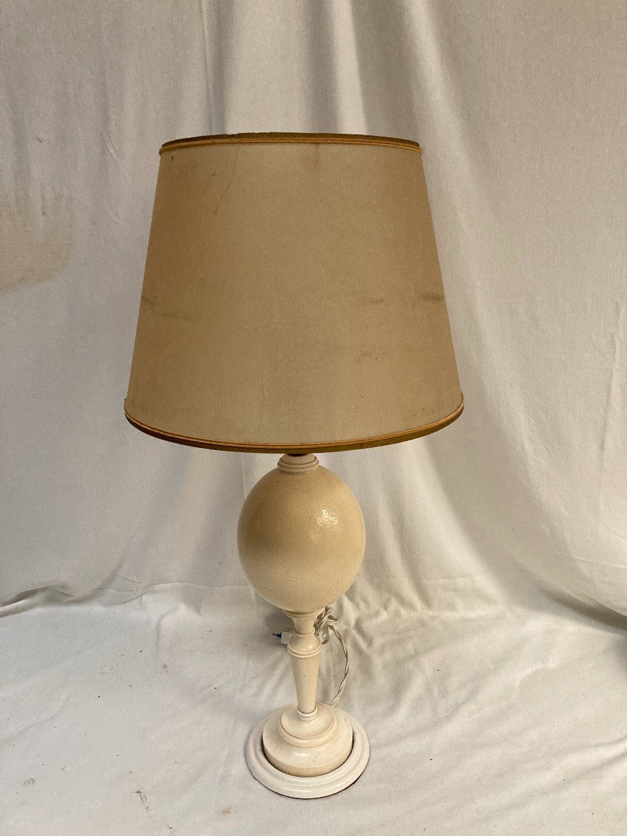 Lampe En Ivoire Et Oeuf d'Autruche Vers 1930-photo-2