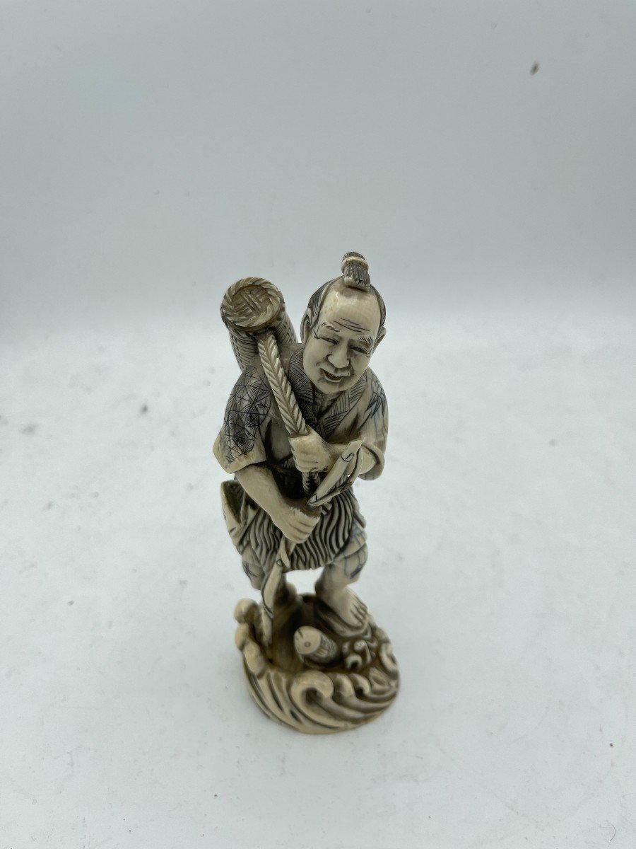 Ivory Okimono Depicting A Fisherman