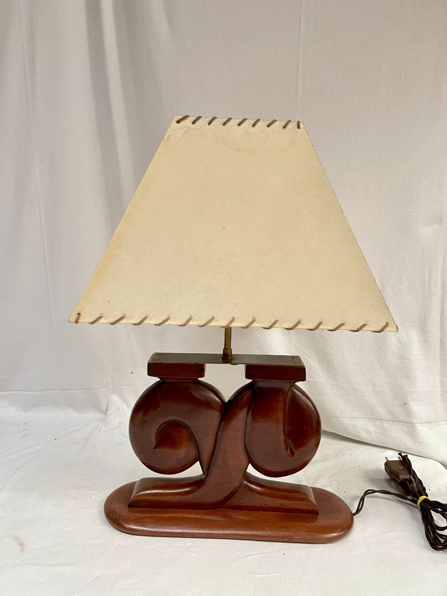 Pair Of Mahogany Lamps In The Style Of Alexandre Noll-photo-3