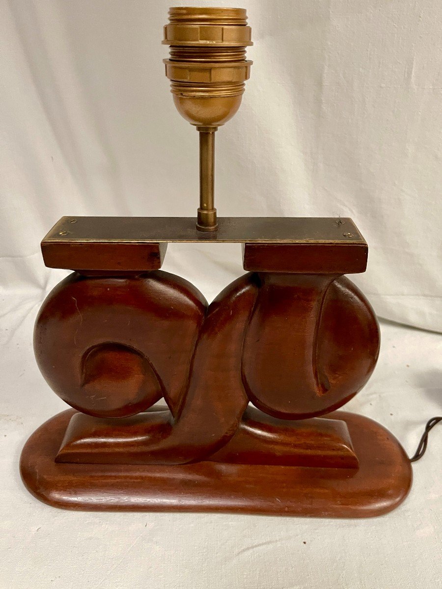 Pair Of Mahogany Lamps In The Style Of Alexandre Noll-photo-1