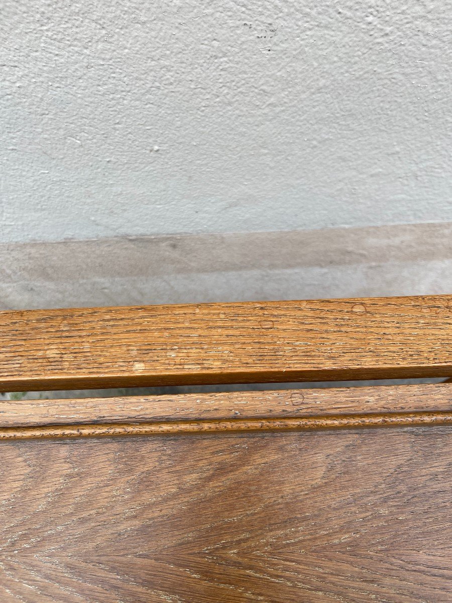 Oak And Leather Rolling Table By Jacques Adnet-photo-4