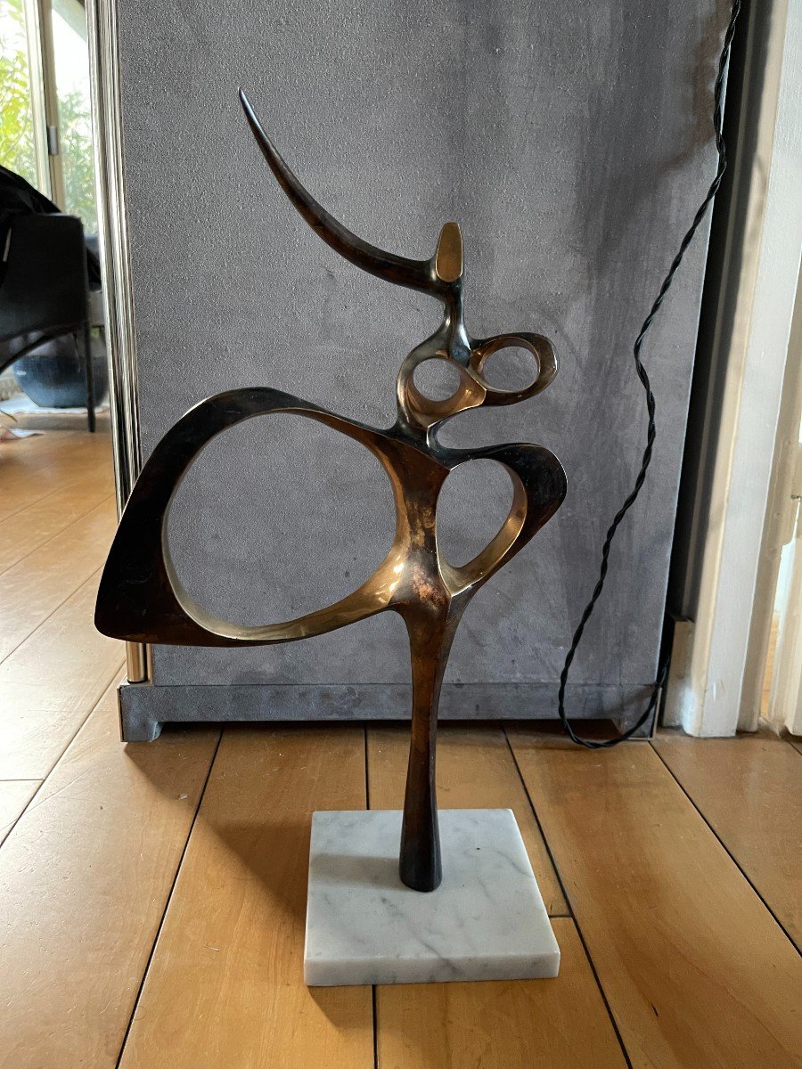 1970's Abstract Bronze Sculpture-photo-2