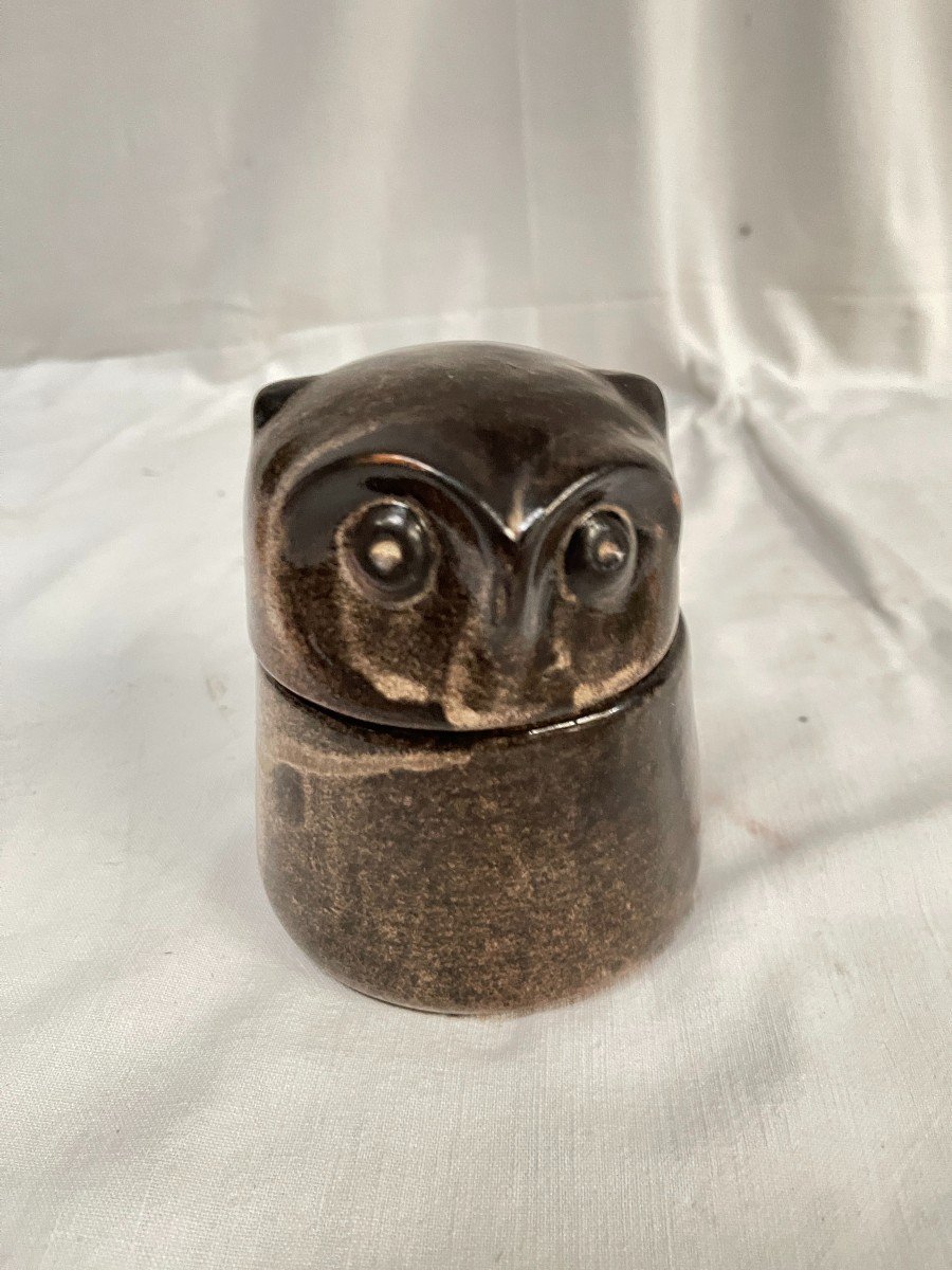 Ceramic Box "owl" By Les Grottes Dieulefit