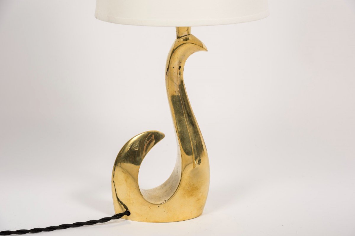 Pair Of Polished Bronze Birds Lamps By Riccardo Scarpa-photo-3