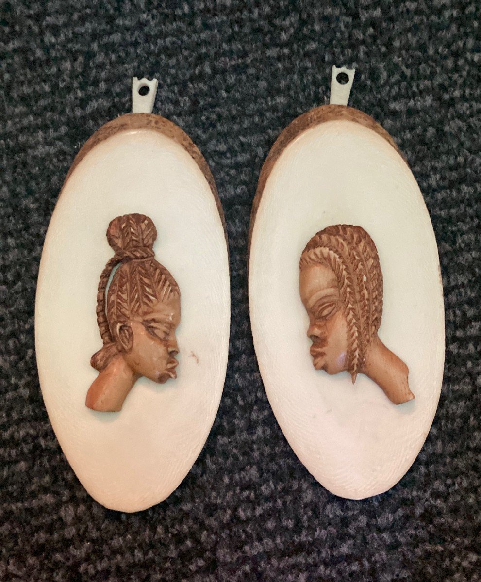 Pair Of Ivory Africans Portraits 