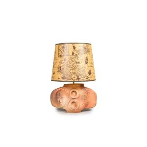 Africanist Style Terracotta Lamp Signed