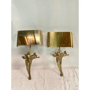 Pair Of Bronze Sconces Signed Maison Charles