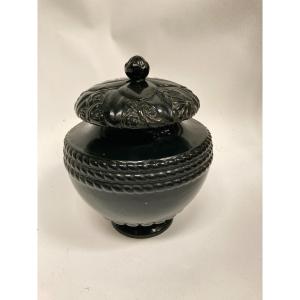 Black Enameled Covered Pot By Sue Et Mare Circa 1925