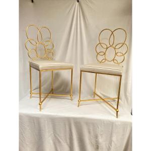 Pair Of Wrought Iron Chairs By René Drouet