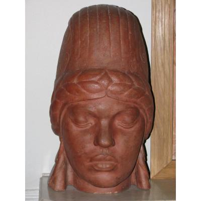 1930's Art Déco "birman Head" By French Sculptor Marcel Bouraine