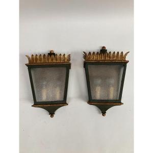 Pair Of Wall Lights 1940 's Attributed To Gilbert Poillerat