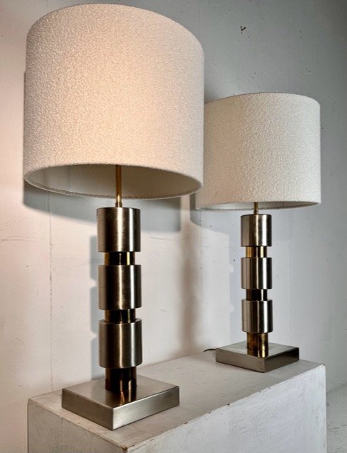 Pair De Lampes De Willy Rizzo, Italie, Années 1970's