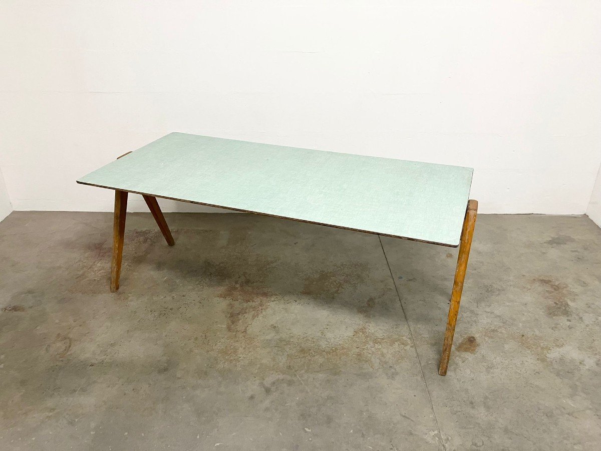 Formica Dining Table With Compass Feet Hillestak Model By Robin Day-photo-4