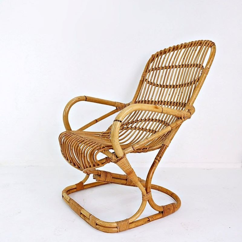 Bamboo Armchair Attributed To Tito Agnoli-photo-2
