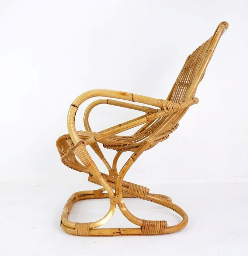 Bamboo Armchair Attributed To Tito Agnoli-photo-4