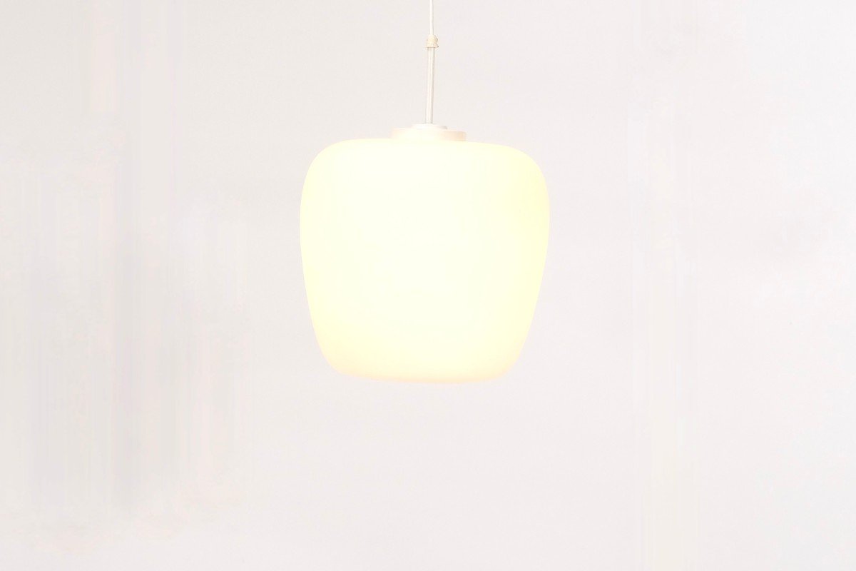Large Scandinavian Pendant Lamp In Opaline  