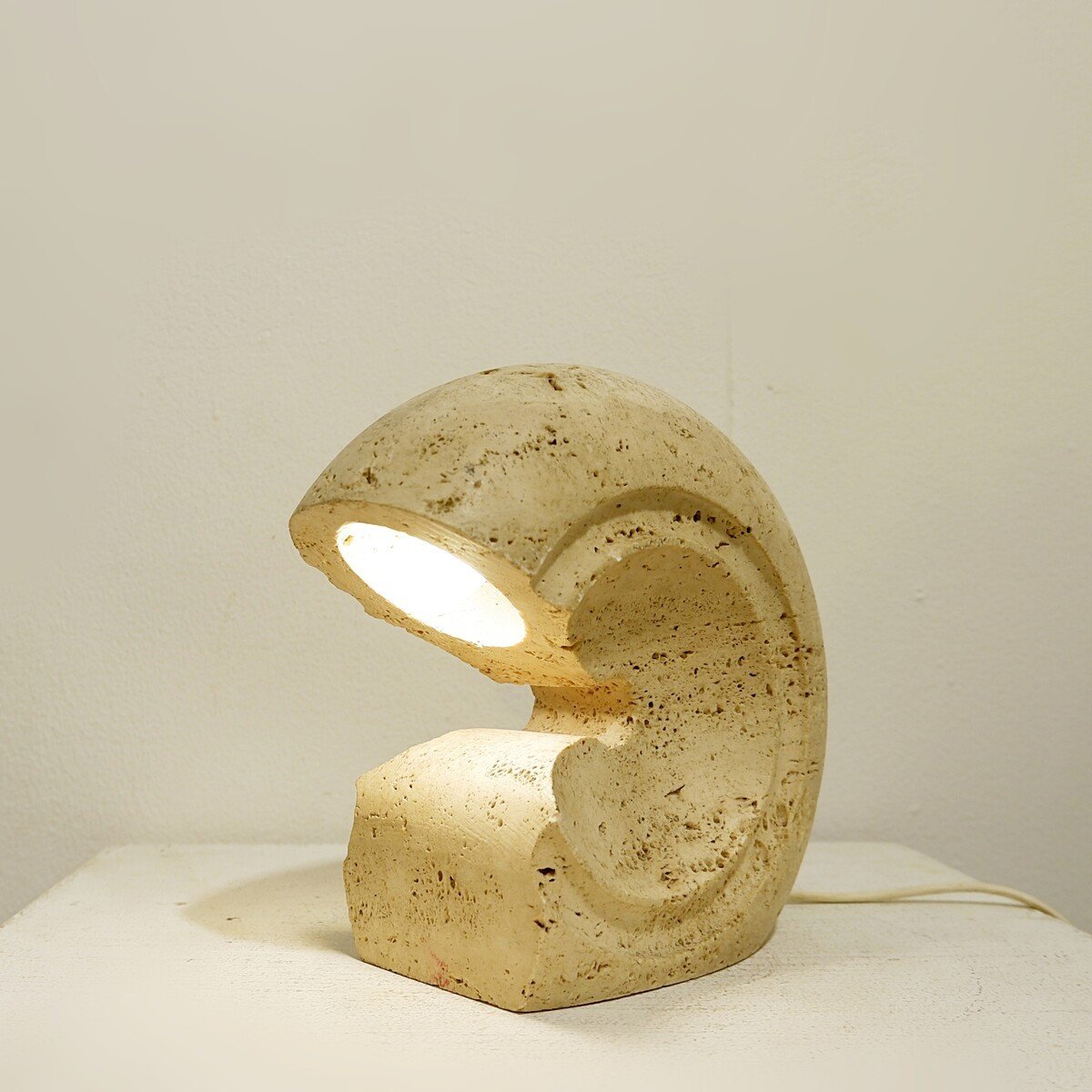 Lampe De Table En Travertin Par Giuliano Sormani -photo-3