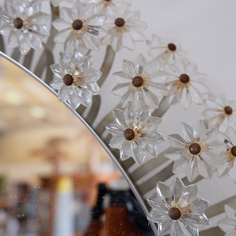 Miroir Avec Fleurs En Verre Illuminée Par Emil Stejnar Pour Rupert Nikoll, Autriche, 1960's-photo-3