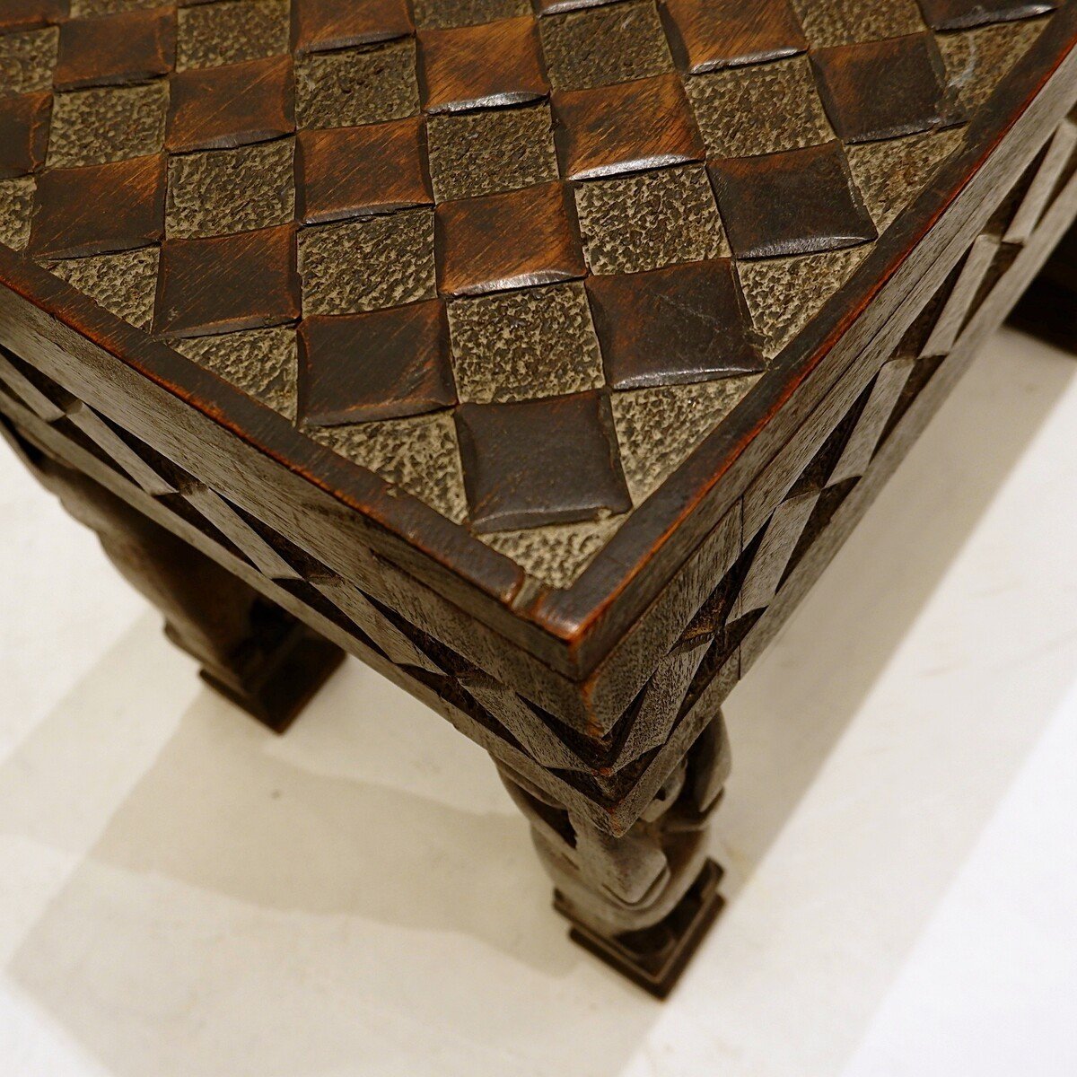 Small African Stools In Blackened And Carved Wood-photo-3