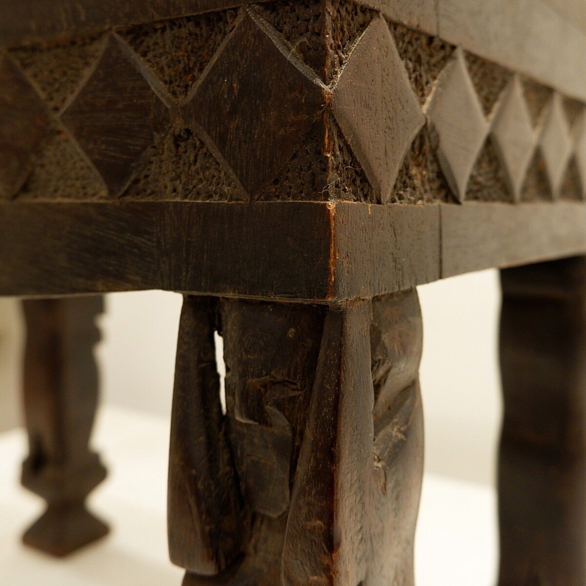 Small African Stools In Blackened And Carved Wood-photo-4