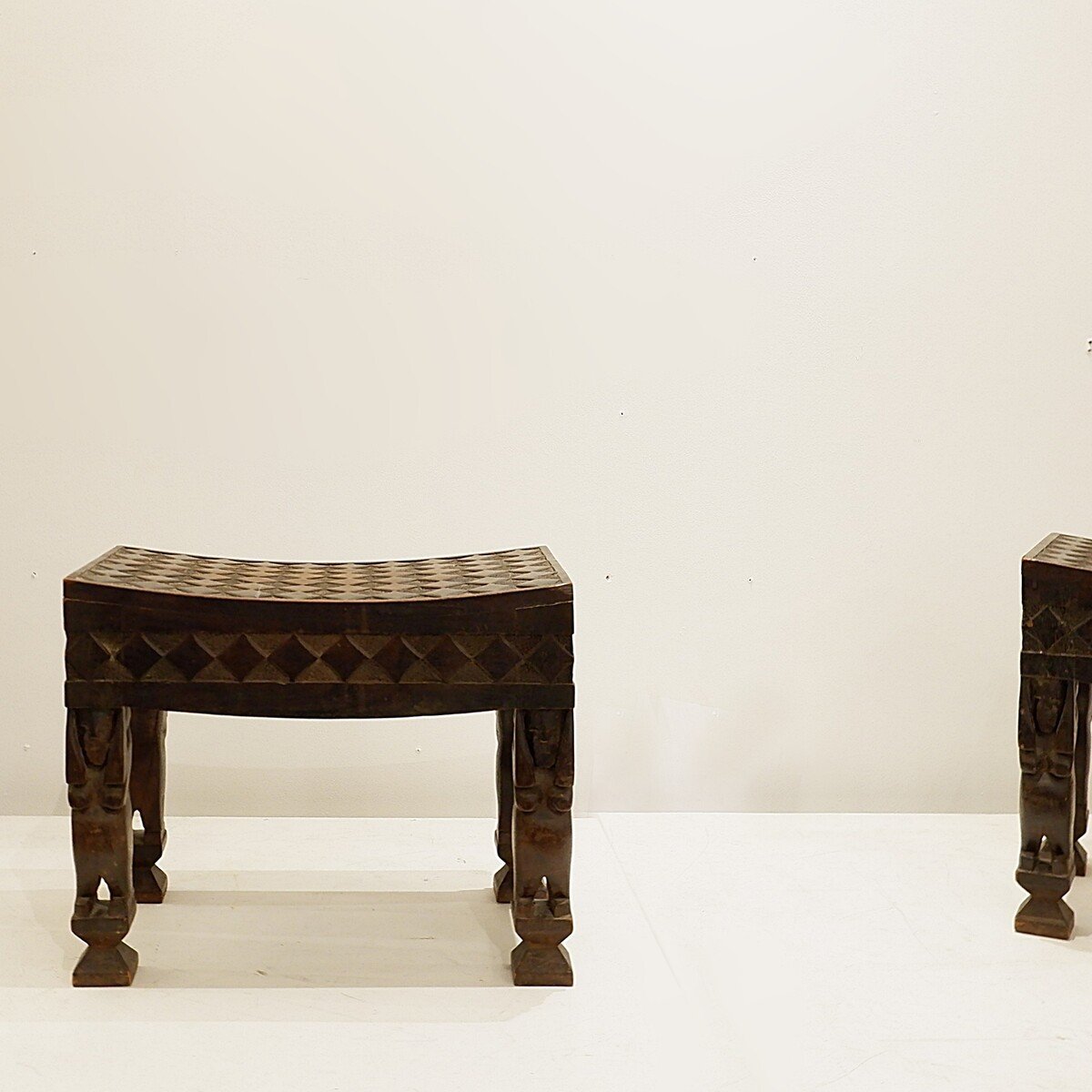 Small African Stools In Blackened And Carved Wood-photo-3