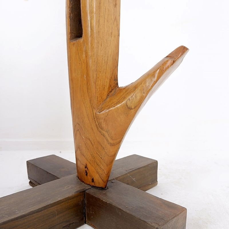 Vintage Brutalist Wooden Coat Rack -photo-2