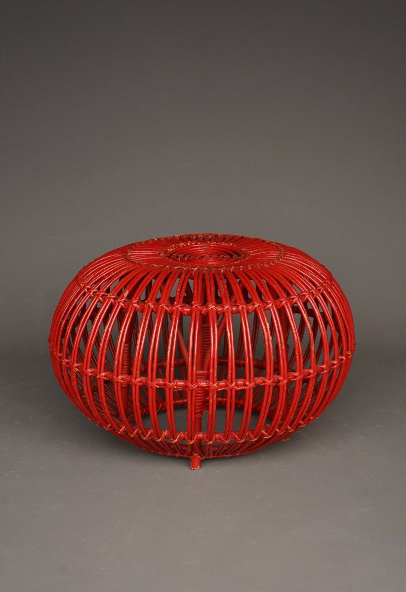 Mid-century Wicker And Rattan Ottoman By Franco Albini, Italy, 1950s-photo-5