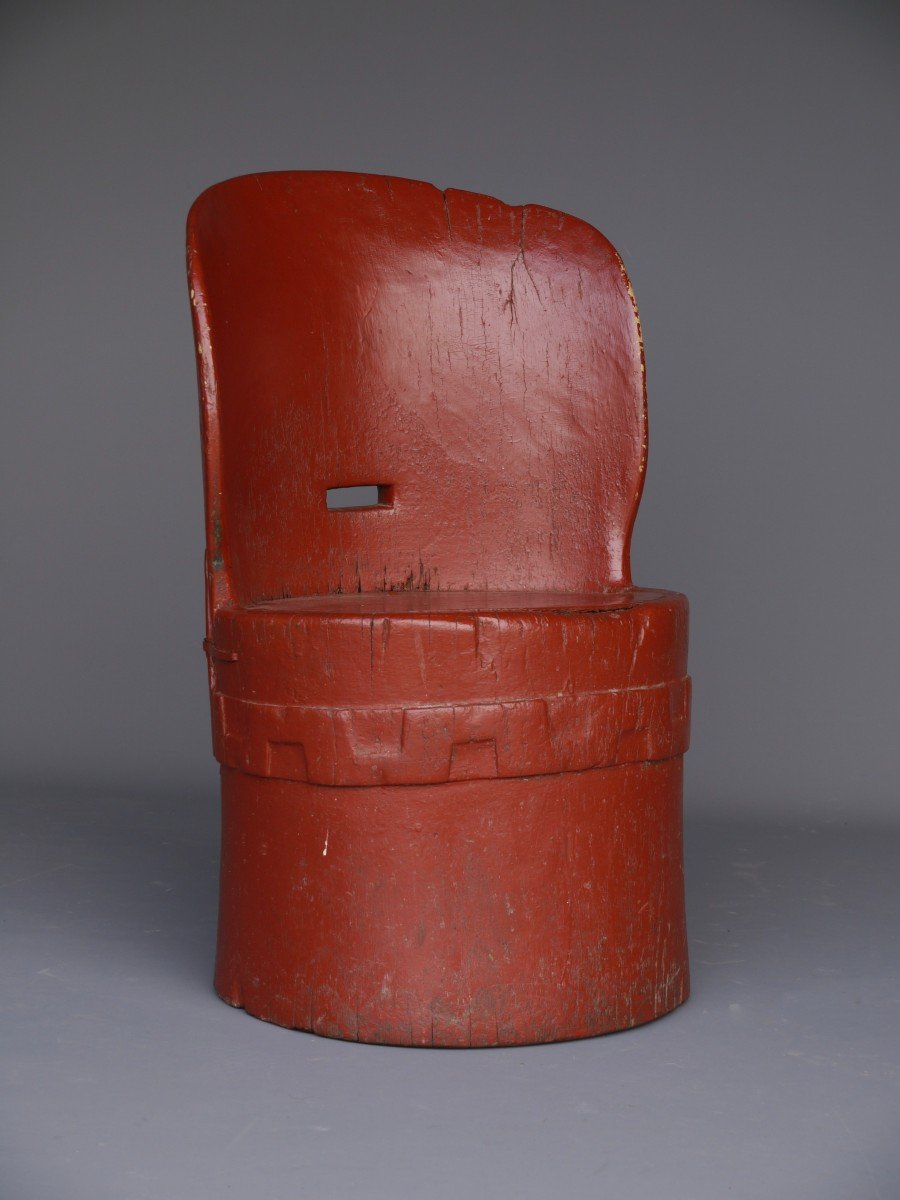 Old Scandinavian Wooden Kubbestol Chair-photo-5