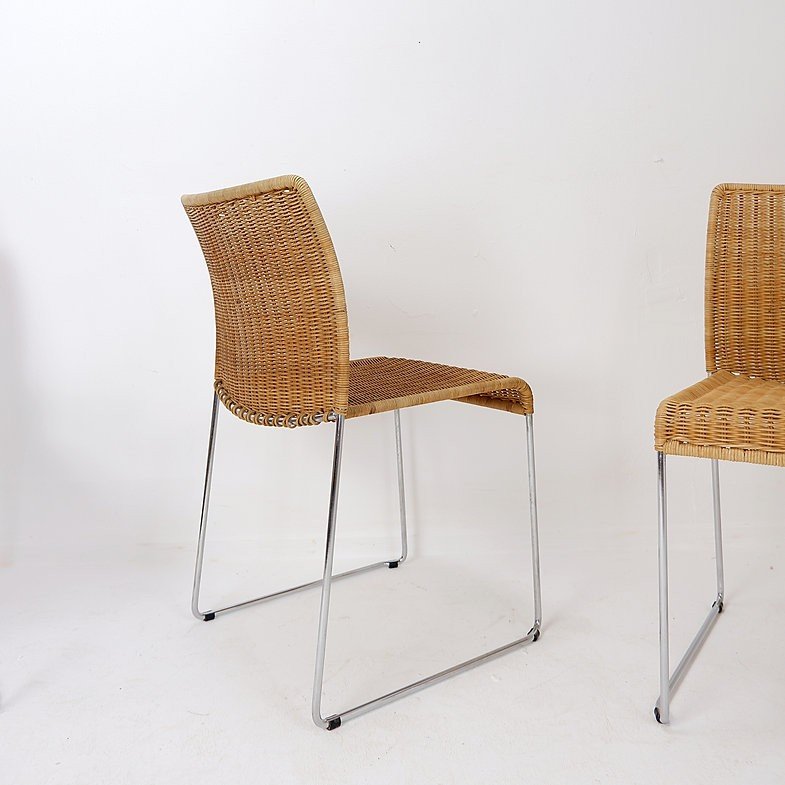 Set Of 4 Stackable "s21" Chairs By Tito Agnoli For Bonacina 1980-photo-1