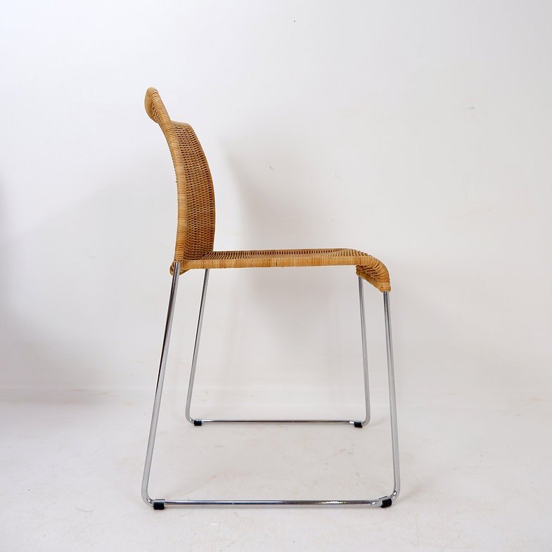 Set Of 4 Stackable "s21" Chairs By Tito Agnoli For Bonacina 1980-photo-5