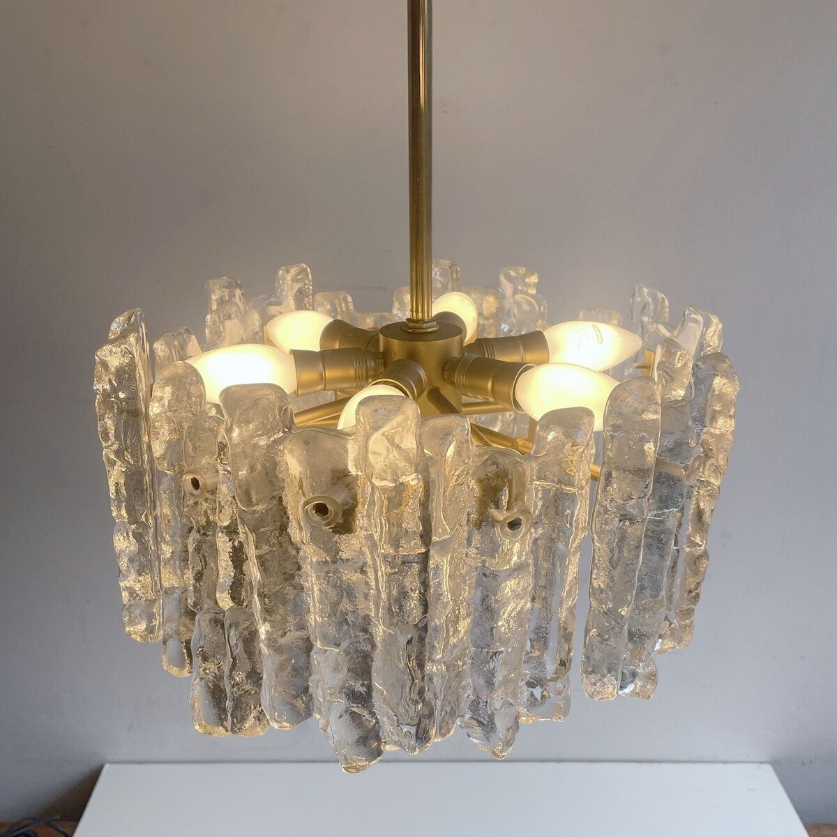 Kalmar Ice Glass Chandelier, Germany 1970-photo-2