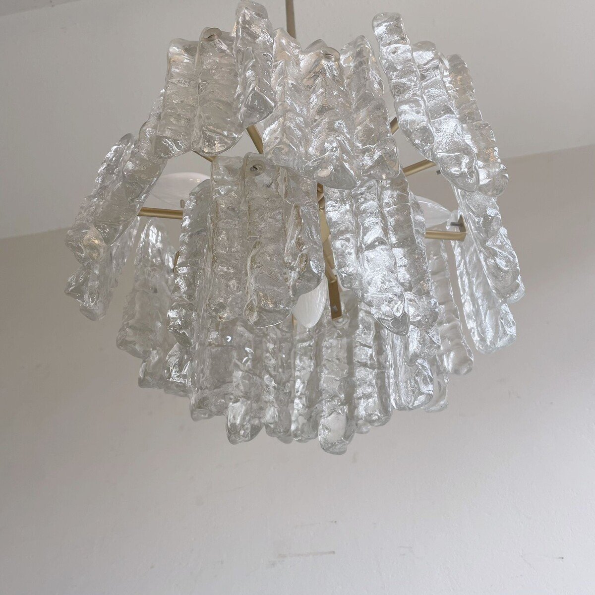 Kalmar Ice Glass Chandelier, Germany 1970-photo-3