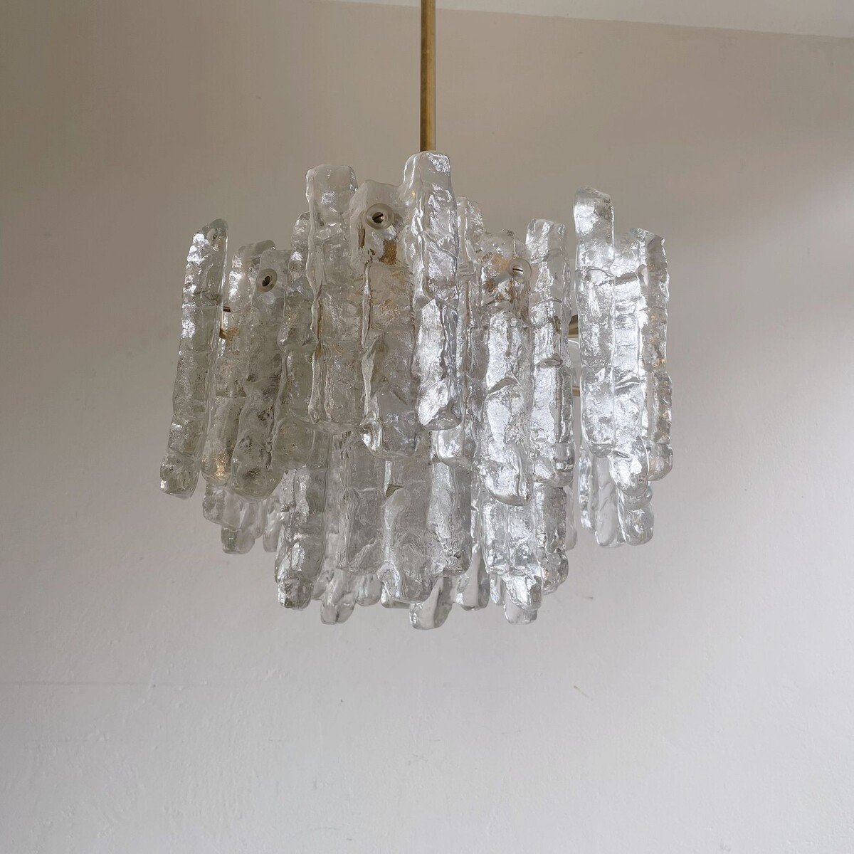 Kalmar Ice Glass Chandelier, Germany 1970-photo-6