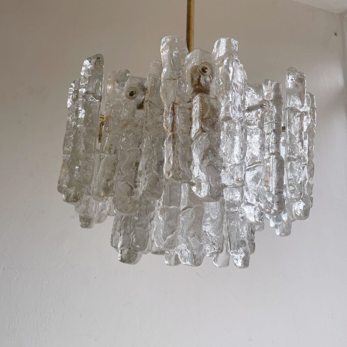 Kalmar Ice Glass Chandelier, Germany 1970-photo-8