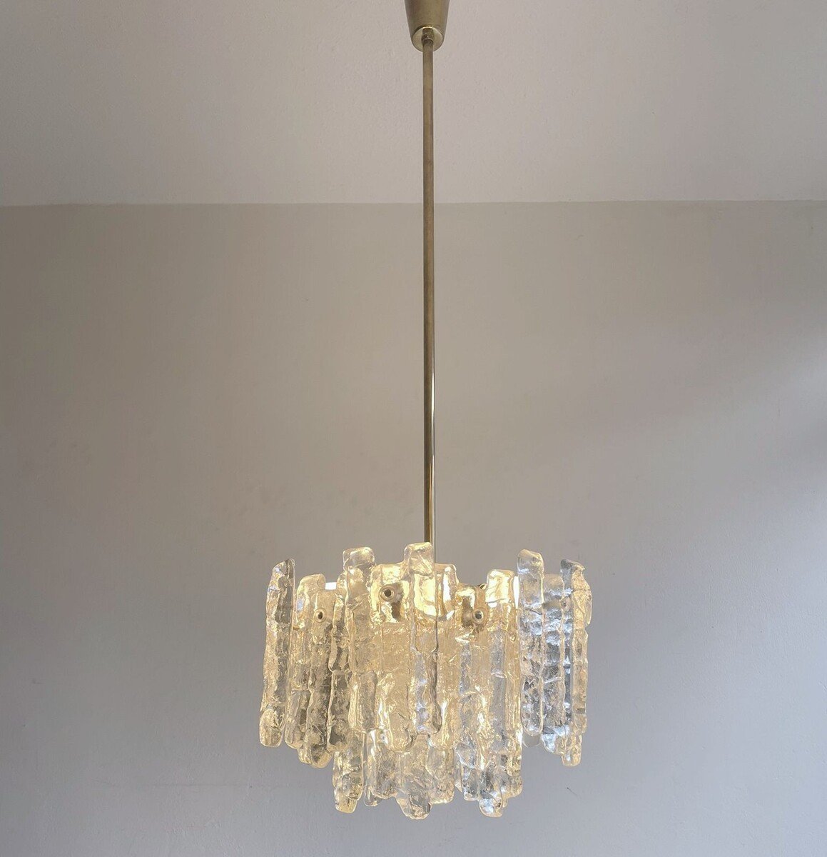 Kalmar Ice Glass Chandelier, Germany 1970