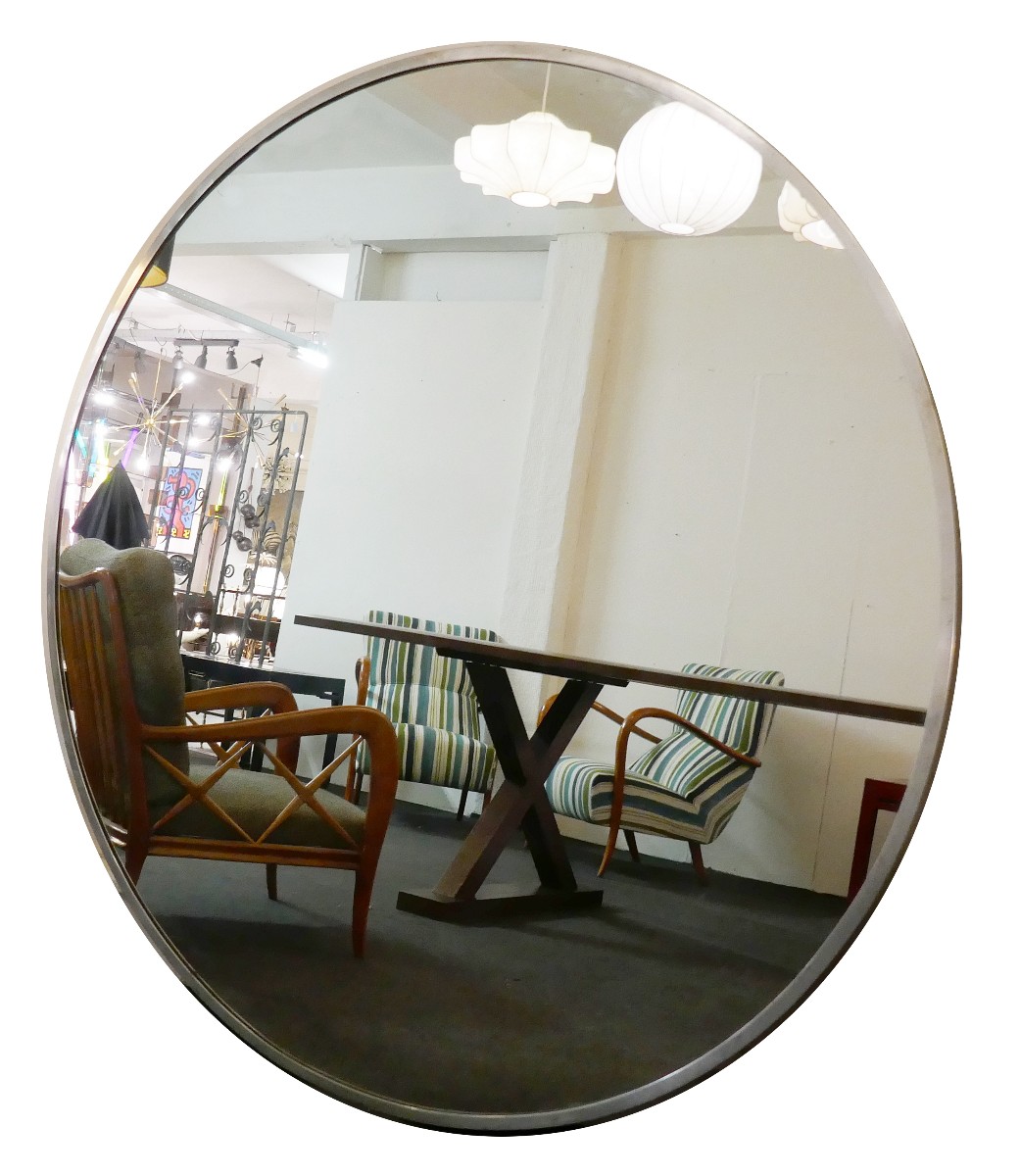 Proantic Oversized Round Mirror With Metal Frame 