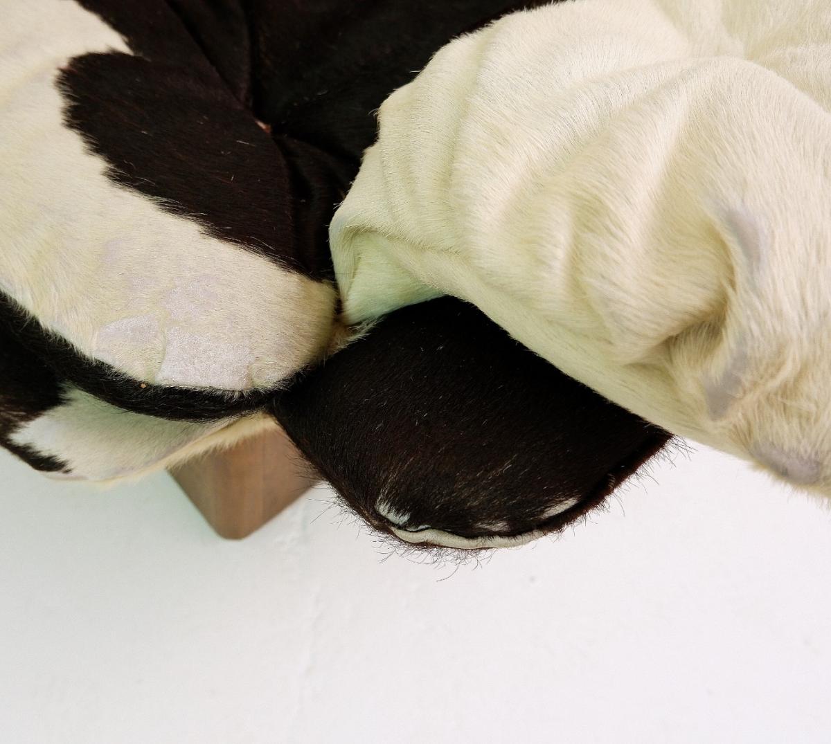 Pair Of Armchairs And Ottoman In Cowhide Leather-photo-1